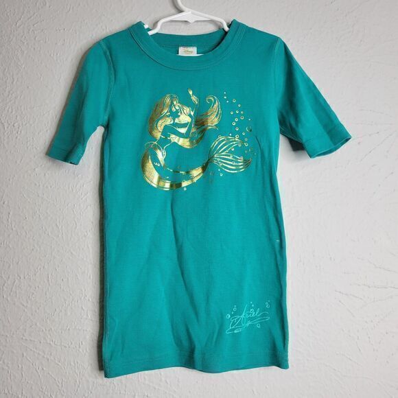 3 / $30 Hanna Andersson Disney Princess 140 Ariel Mermaid Top Gold‎ Foil Graphic - Picture 1 of 5
